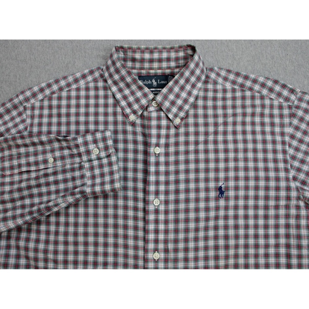 Ralph Lauren Shirt Mens XXL Plaid 100% Cotton Classic Fit Button-Down